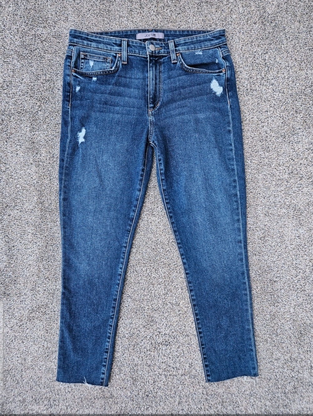 Joe’s Jeans High Rise Tapered Leg Jeans Distressed Medium Wash Stretch Size 30